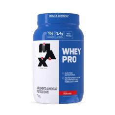 Whey Pro 1kg Max Titanium Proteína Concentrada WPC, Morango