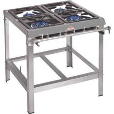 Fogão Industrial Inox 2 Queimadores Simples 2 Queimadores Duplos PMI-402 Progás