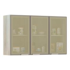 Armário Para Cozinha 120cm 3 Portas C/Vidro Reflecta Bronze