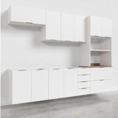 Cozinha Modulada 5 Peças Sem Tampo 2 Aéreos 2 Balcões 1 Torre Quente Ipanema CabeCasa MadeiraMadeira Branco
