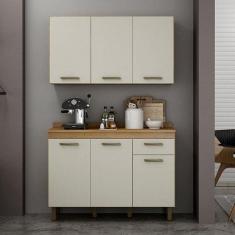 Armário Aéreo e Balcão de Cozinha Ambiente São Luís Cinamomo Off White - Valdemóveis