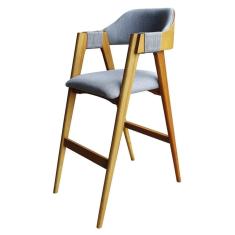 Banqueta Laura Em Madeira Maciça De Eucalipto Verniz Amêndoa Linho com Detalhes em Corda Marrom