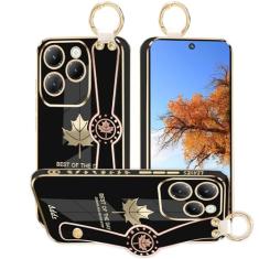 Kainevy Capa para Infinix Hot 40 Pro com suporte de alça e anel para mulheres meninas linda capa elegante bonita (preto)