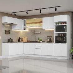 Armário de Cozinha Completa de Canto 499cm Stella Madesa 03, Branco