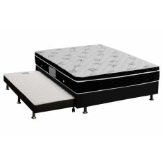 Cama Box c/ Auxiliar Casal: Colchão Ortobom Nanolastic Physical + Base CRC Courano Black (138x188)