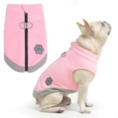 Mihachi Colete de lã para cães, suéter quente com zíper, jaqueta para cachorro com arnês embutido, casaco refletivo de inverno para clima frio, roupas com capuz para cães pequenos, médios, filhotes,