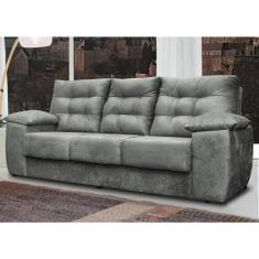 Sofá Luxemburgo 3 Lugares 2,02m Tecido Suede Cinza - CAMA INBOX REQ