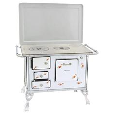 Fogão a Lenha Tradicional Venâncio 01 com Tampa Branco Florido 1dftbr