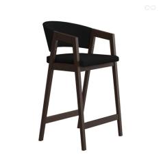 Banqueta Alta para Balcão Ravena em Madeira Maciça Capuccino Suede Pre