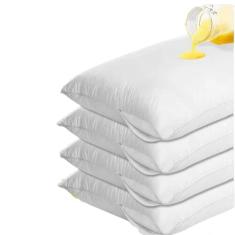Kit Com 4 Capas para Travesseiro Impermeável Branca 50cm X 70cm