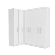 Guarda Roupa Closet Canto 6 Portas E 2 Gavetas Para Quarto Modulado Gl