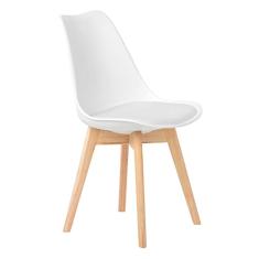 Cadeira de Jantar Eames Wood Leda Design Estofada (Branco)