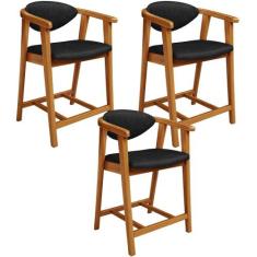Kit 03 Banquetas Baixa Para Cozinha Sala Jantar Bancada Cecília L02 ma