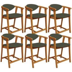 Kit 06 Banquetas Baixa Para Cozinha Sala Jantar Bancada Cecília L02 Li