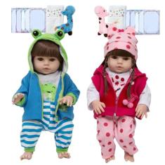 Boneca Reborn Realista Gêmeos Casal Girafinha Com Itens