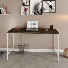 Escrivaninha Estilo Industrial 135cm Active Yescasa Carvalho Dark / Est.Branca