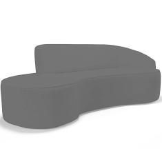 Sofá 3 Lugares Curvo Sala De Estar Living Firenze Direito D02 Corano Preto 230 Cm C-05 - Lyam