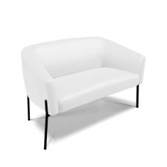 Sofá Namoradeira 2 Lugares Pé De Ferro Preto Stella Corino D03 - D`rossi Cor Branco