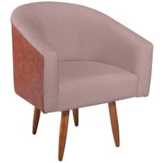Poltrona Luiza Corano Nozes e Linho Rosê - Doce Sonho Móveis
