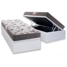 Cama Box Baú Solteiro: Colchão Ortopédico Herval D28 - Ag65 Ortopedic Black + Base Crc Courano White (88x188)