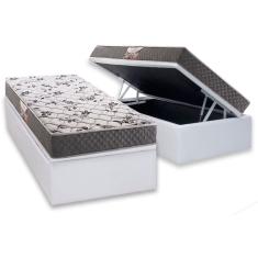 Cama Box Baú Solteiro: Colchão Anatômico Herval D28 / AG65 Ortopedic Black + Base crc Courano White (88x188)