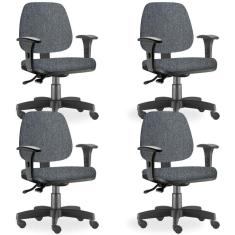 Kit 04 Cadeiras De Escritório Giratória Job L02 Chumbo