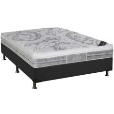 Cama Box Casal: Colchão Molas Castor Pocket Slx Grand Plush + Base Crc Suede Cinza(138X188)