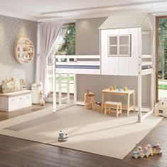 Cama Alta Infantil Cabana Family Casatema Branco/Off White