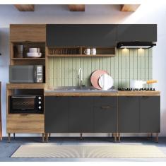 Cozinha Completa 5 Peças Com Torre Para 2 Fornos E Espaço Para Cooktop Veneza Mel-grafite