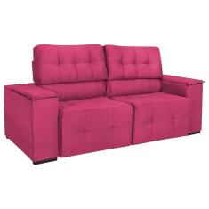 Sofá Cama Retrátil Sala Vicenza Vicenza 210cm Suede Cor Pink