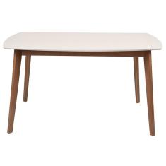 Mesa De Madeira Maciça E MDF L135 X P 90 X Alt 77 Linea Natural Offwhite