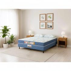 Cama Box Casal Castor Sleep Max D45 138x188x45 + Box Castor, Azul, Cas