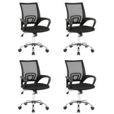Kit 4 Cadeiras Escritório Diretor com Relax Tela Mesh Manchester - Esp