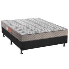 Cama Box Casal: Colchão Espuma D45 Paropas Pasquale + Base CRC Suede G