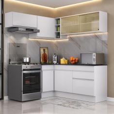 Armário de Cozinha Completa de Canto com Rodapé Veneza Multimóveis MP2094.891 Branco