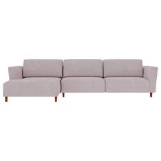 Sofá 310cm com Chaise Esquerda Franz Suede Rosê - Gran Belo