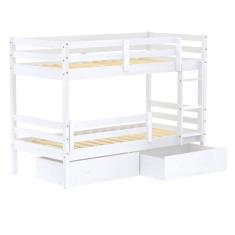 Beliche Infantil Slim com 02 Gavetas e Grade de Proteção Madeira Maciça Branco Housin