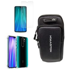 Kit Capinha Anti Impacto e Braçadeira Capa Porta Celular Para Corrida + Película Vidro Compatível Xiaomi Redmi Note 8 Pro
