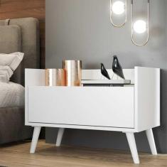 Mesa De Cabeceira 60 Cm C/ Pés Retrô Multimóveis Branca