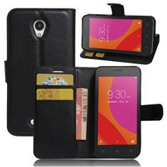 Capa carteira Lenovo A Plus, capa carteira flip de couro PU premium com compartimento para cartão, suporte e fecho magnético [capa interna de TPU à prova de choque] Compatível com Lenovo A Plus