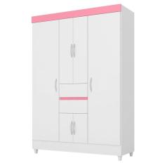 Guarda Roupa Infantil Ecom 2 Branco Rosa Flex – Demóbile