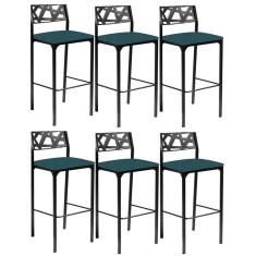 Kit 6 banquetas Eliza Gourmet Azul turquesa-Gat Magazine