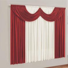 Cortina Montreal 3 Mts Em Malha Janela Sala Quarto Vermelho