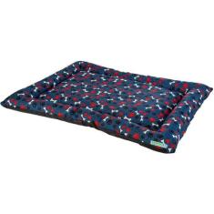 Cama colchonete conforto luxo com zipper, cor azul com ossinho - Karpp