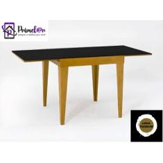 Mesa De Jantar Extensível 0.80 a 1.60 Com Vidro Pés Madeira Tock - LOJ
