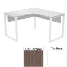Mesa de Escritório em L Pé Tubular PE25 em MDP 125 x 125 x 60 cm Cor W