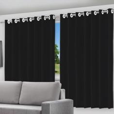 Cortina Blackout Quarto/Sala com ilhos 280x280cm - Preto