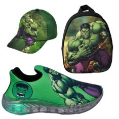 Tênis Infantil Led Luzinha Slip On Personagem Super Heróis + Mochila +