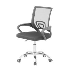 Cadeira de Escritório Secretária Giratória com Encosto Arco Confortável em Malha Respirável, Preta, Base Cromada, 5 Rodinhas, Home Office