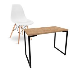 Kit Mesa Para Computador Escrivaninha Porto Natural 90 Cm E C